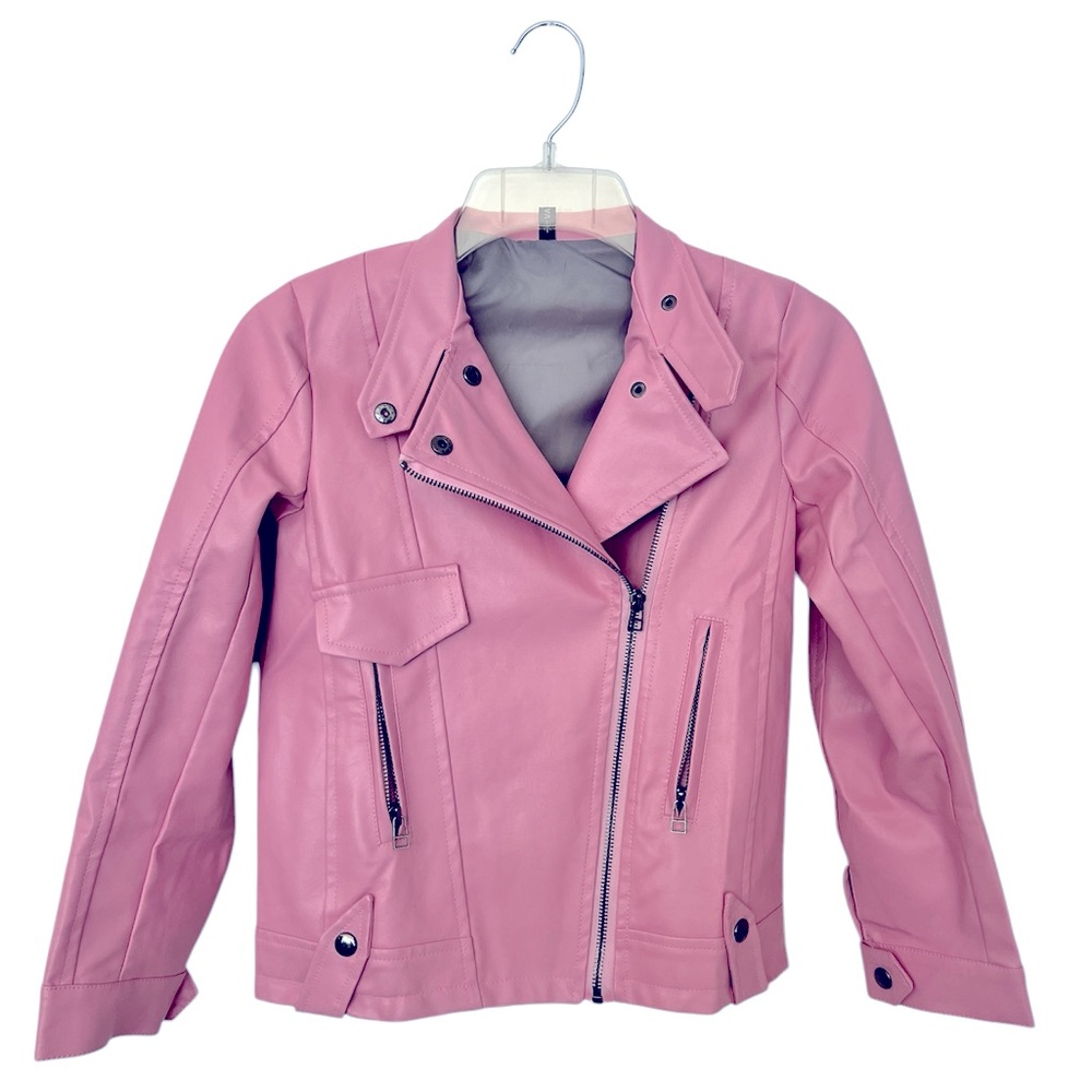 NWOT Girls Vangull Size 9-10 Pink Faux Leather Jacket